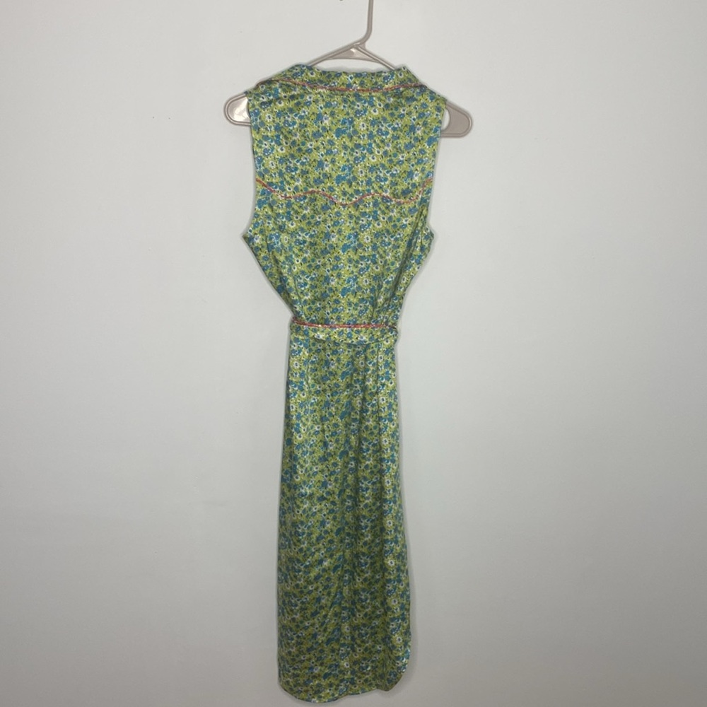 CINQ A SEPT Revolve Hazel Midi Dress Peridot & Multi lime green blue floral - Picture 7 of 7